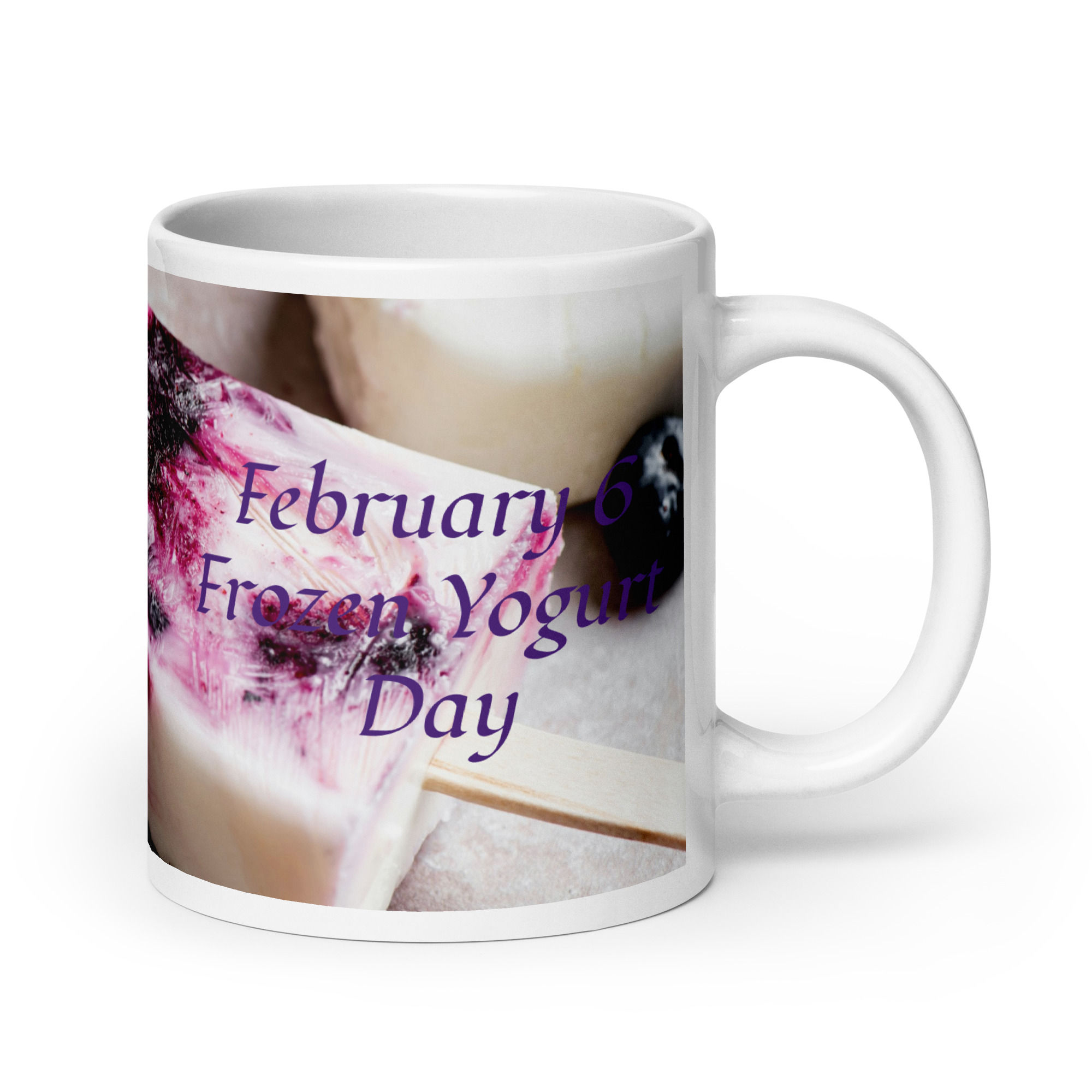 White glossy mug February 6 Frozen Yougurt Day