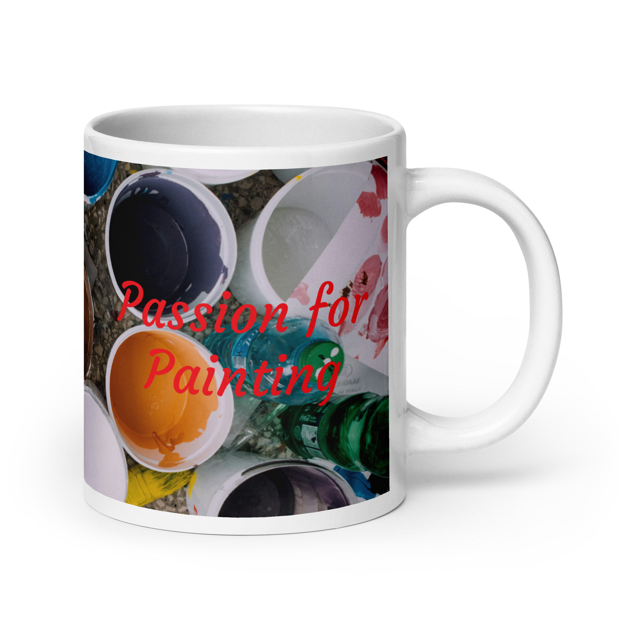 White glossy mug Passion for Painting