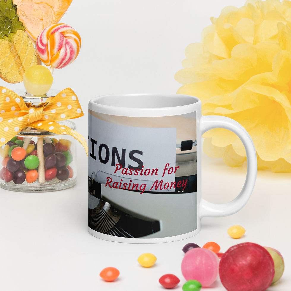 White glossy mug Passion for Raising Money