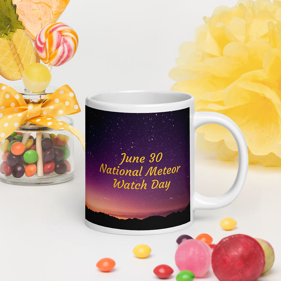 White glossy mug June 30 National Meteor Watch Day