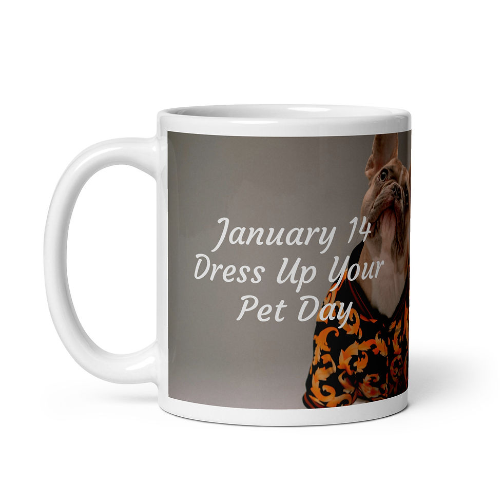 Thumbnail: White glossy mug January 14 Dress Up Your Pet Day