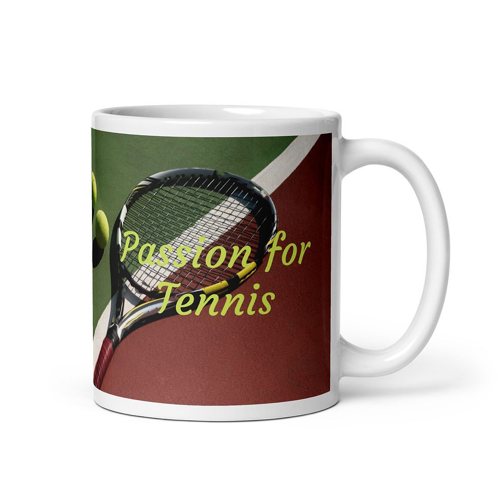 Thumbnail: White glossy mug Passion for Tennis