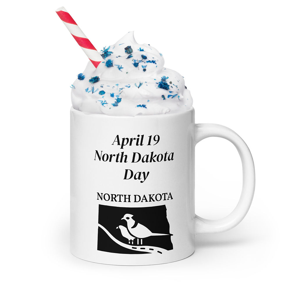 White glossy mug April 19 North Dakota Day