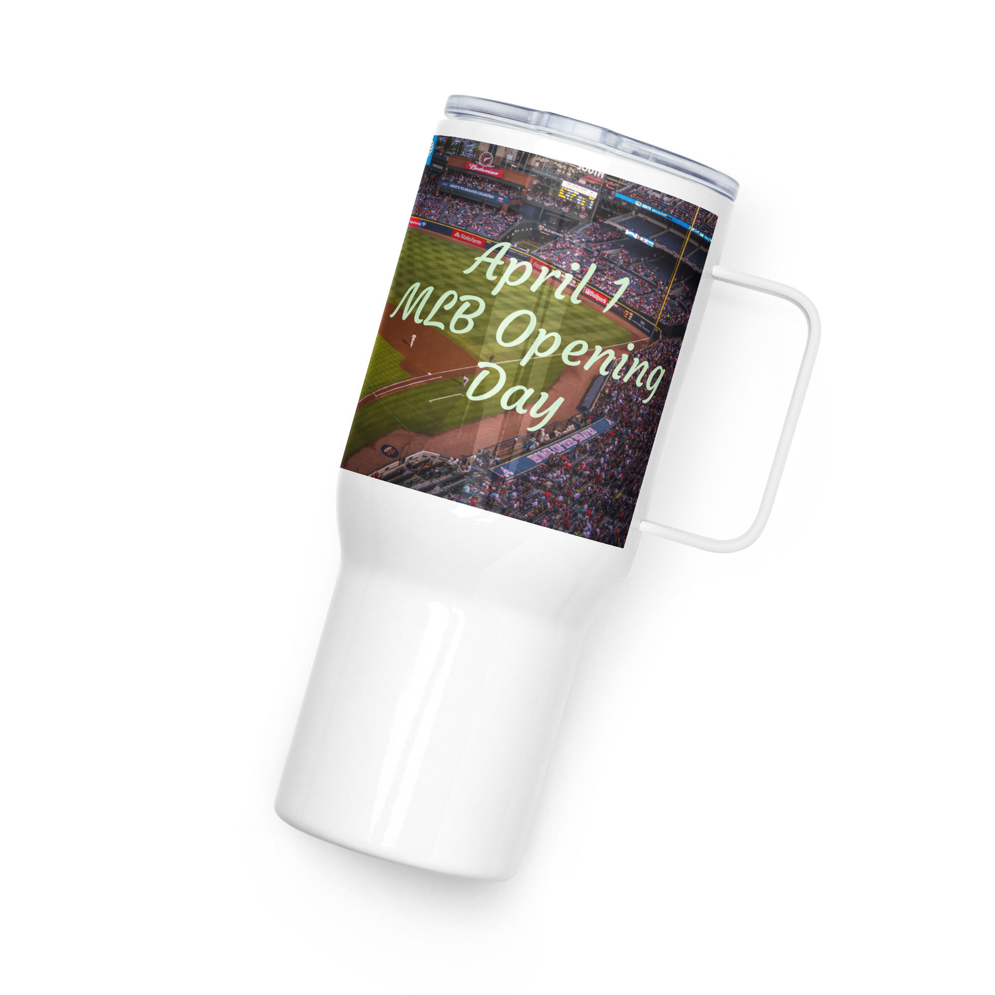 Travel mug with a handle April 1 MLB Opening Day