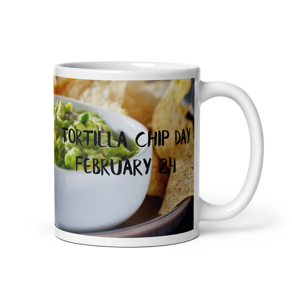 Thumbnail: White glossy mug February 24 Tortilla Chip Day