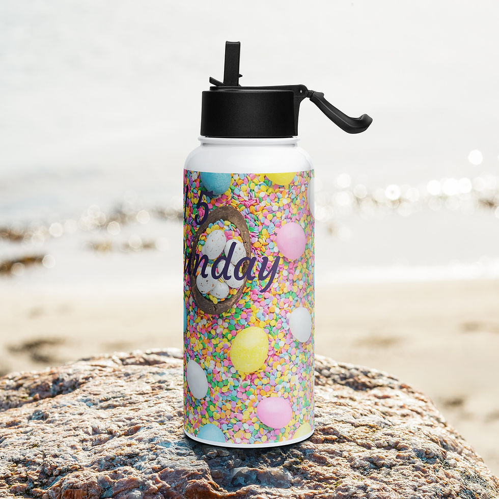 Thumbnail: Stainless steel water bottle with a straw lid April 5 Easter Sunday