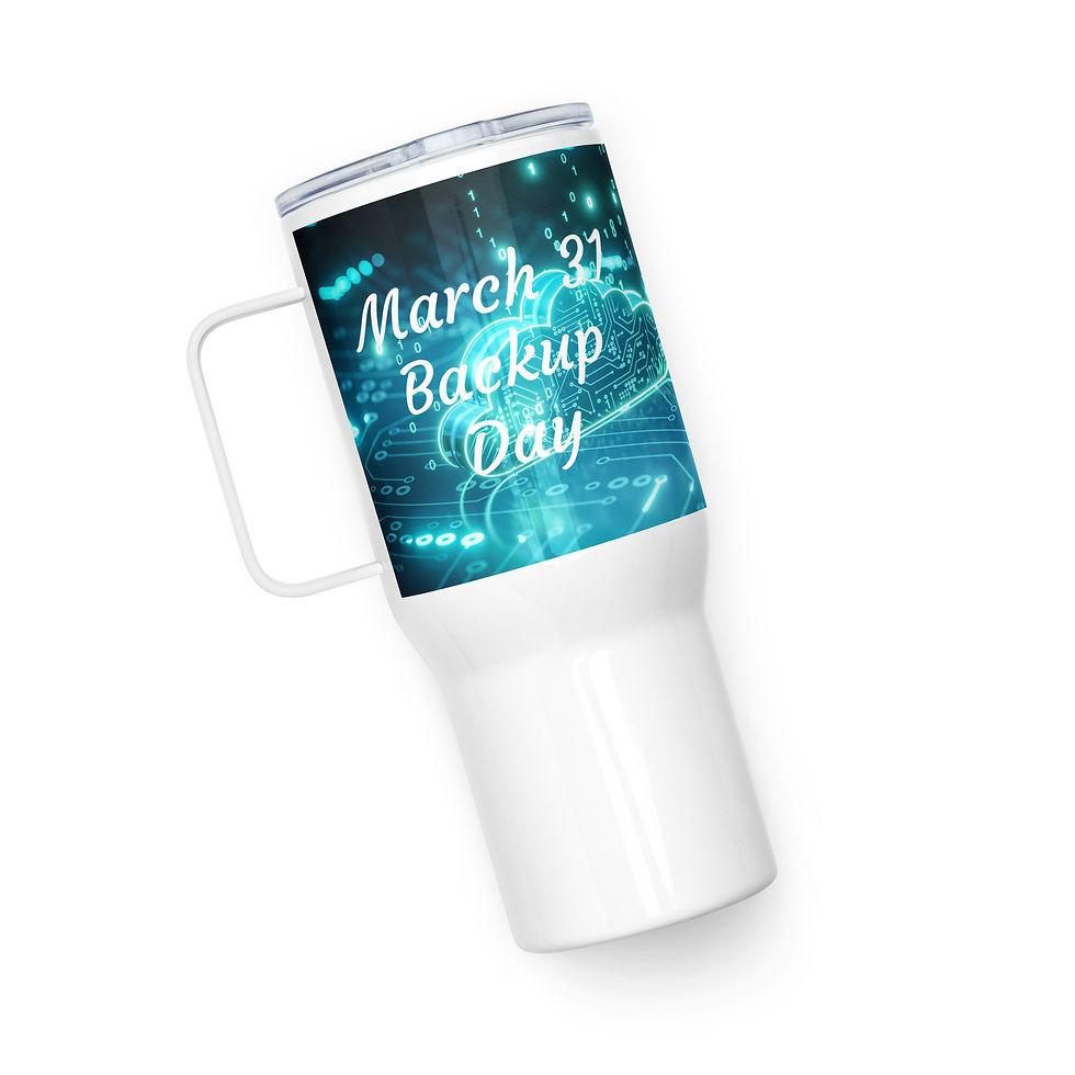 Thumbnail: Travel mug with a handle March 31 Backup Day