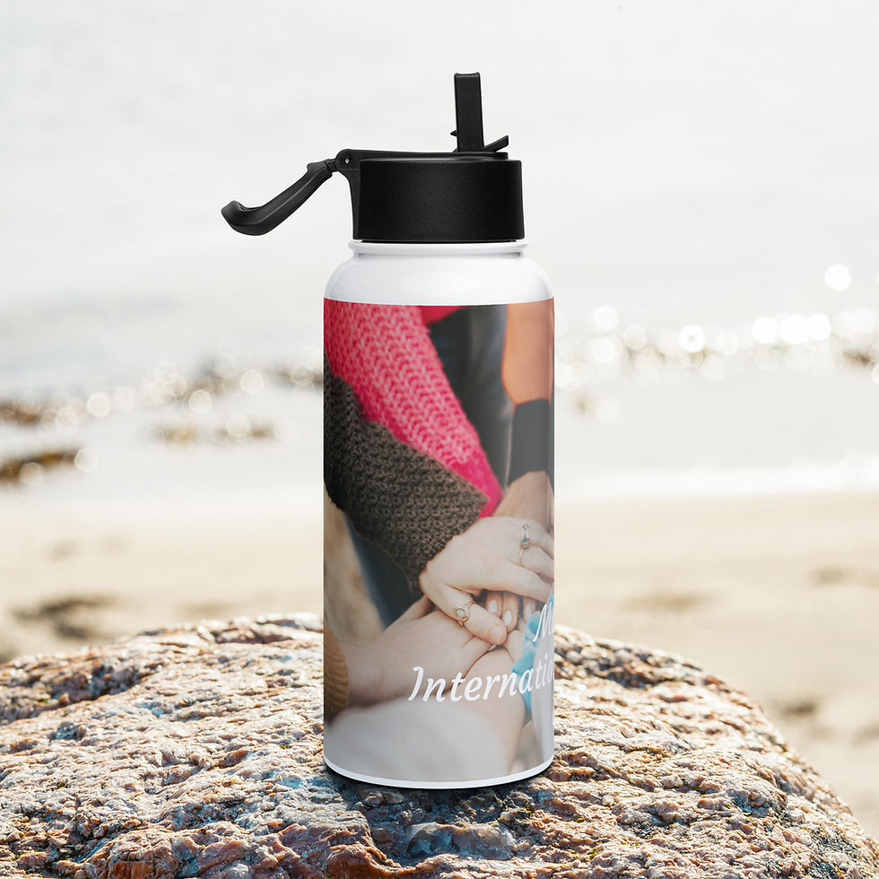 Thumbnail: Stainless steel water bottle with a straw lid March 8 International Women's Day
