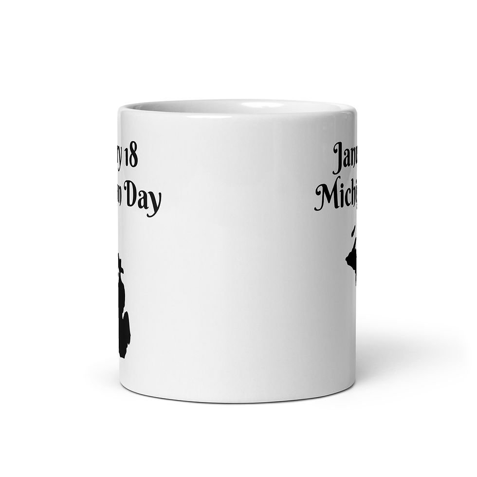 Thumbnail: White glossy mug January 18 Michigan Day