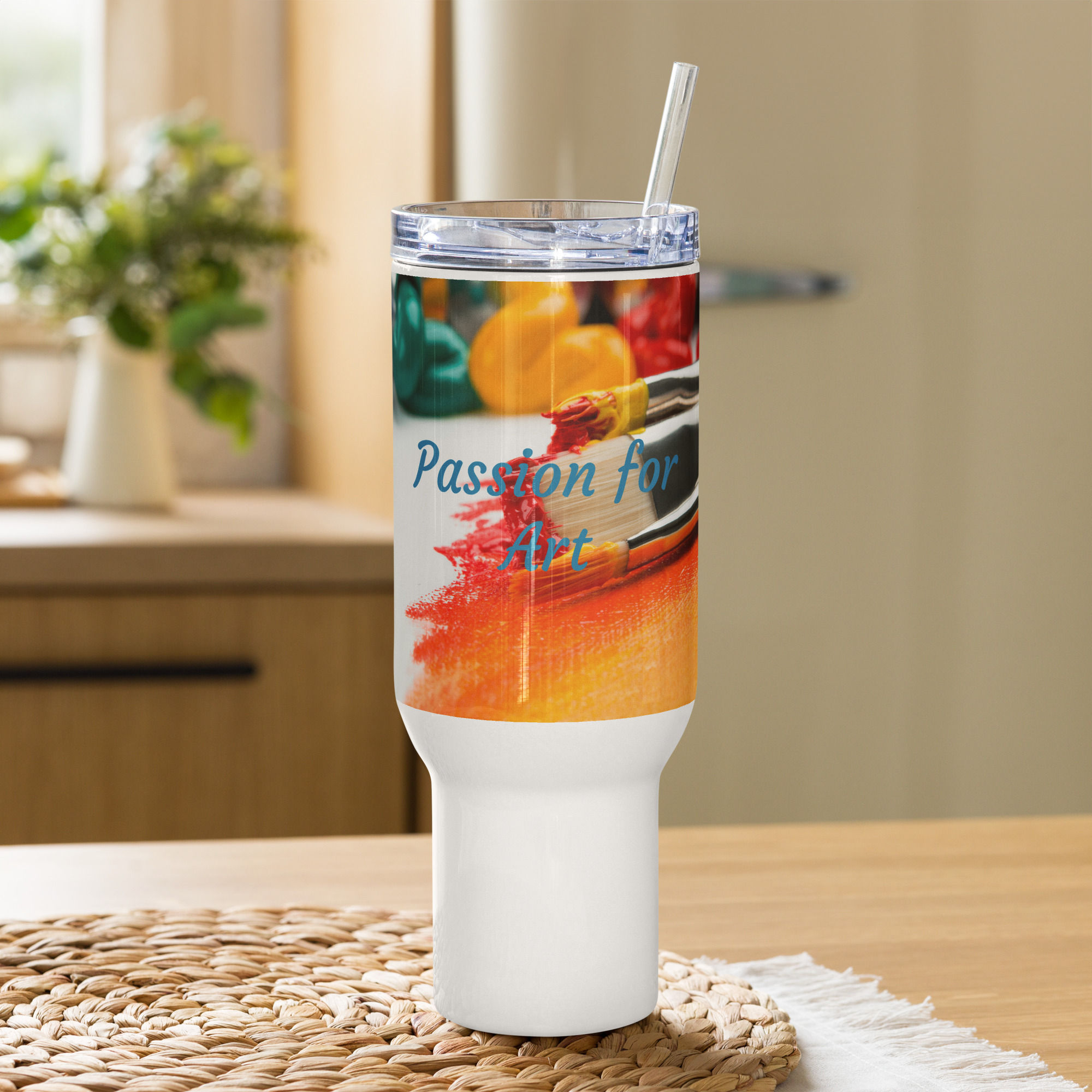 Travel mug with a handle Passion for Art