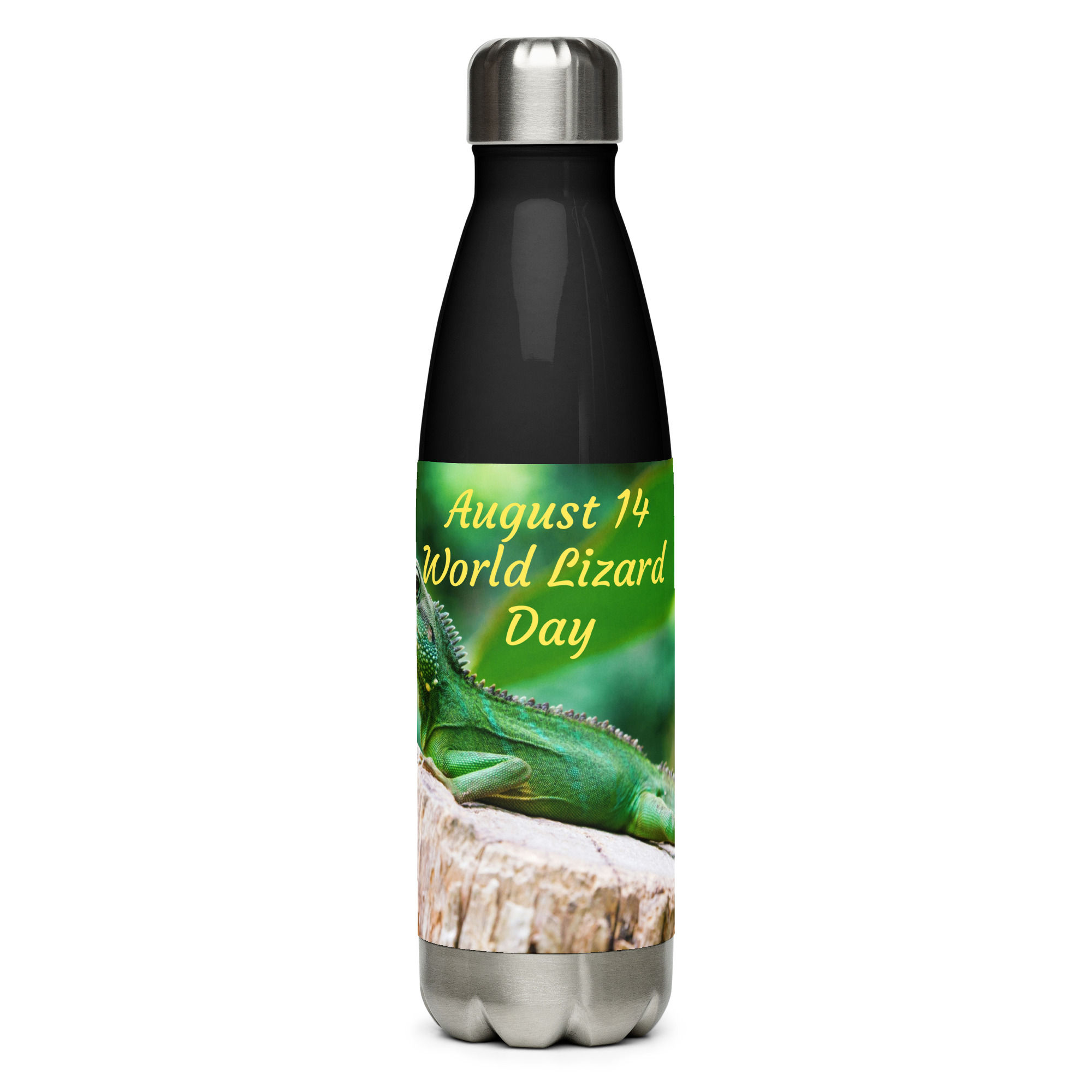 Stainless steel water bottle August 14 World Lizard Day