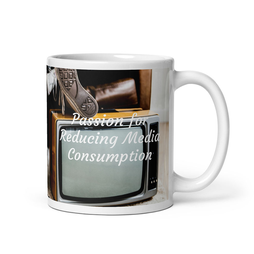 Thumbnail: White glossy mug Passion for Reducing Media Consumption