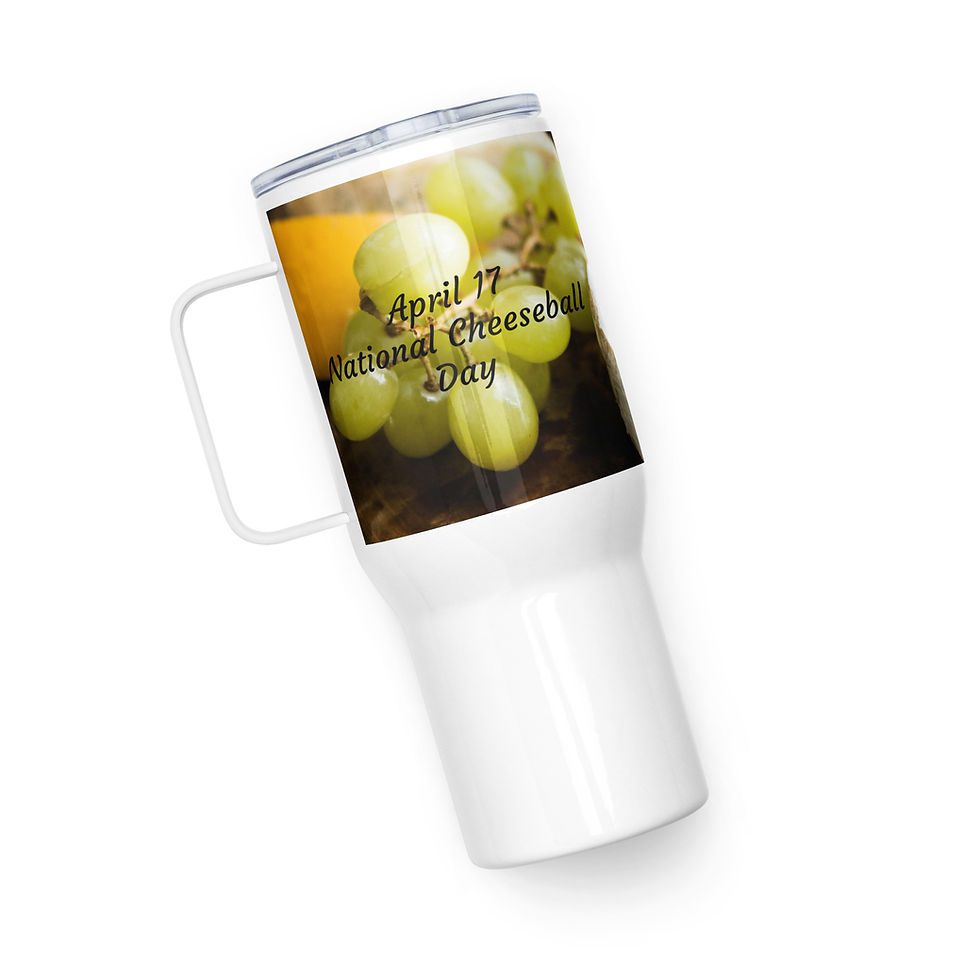 Thumbnail: Travel mug with a handle April 17 National Cheeseball Day
