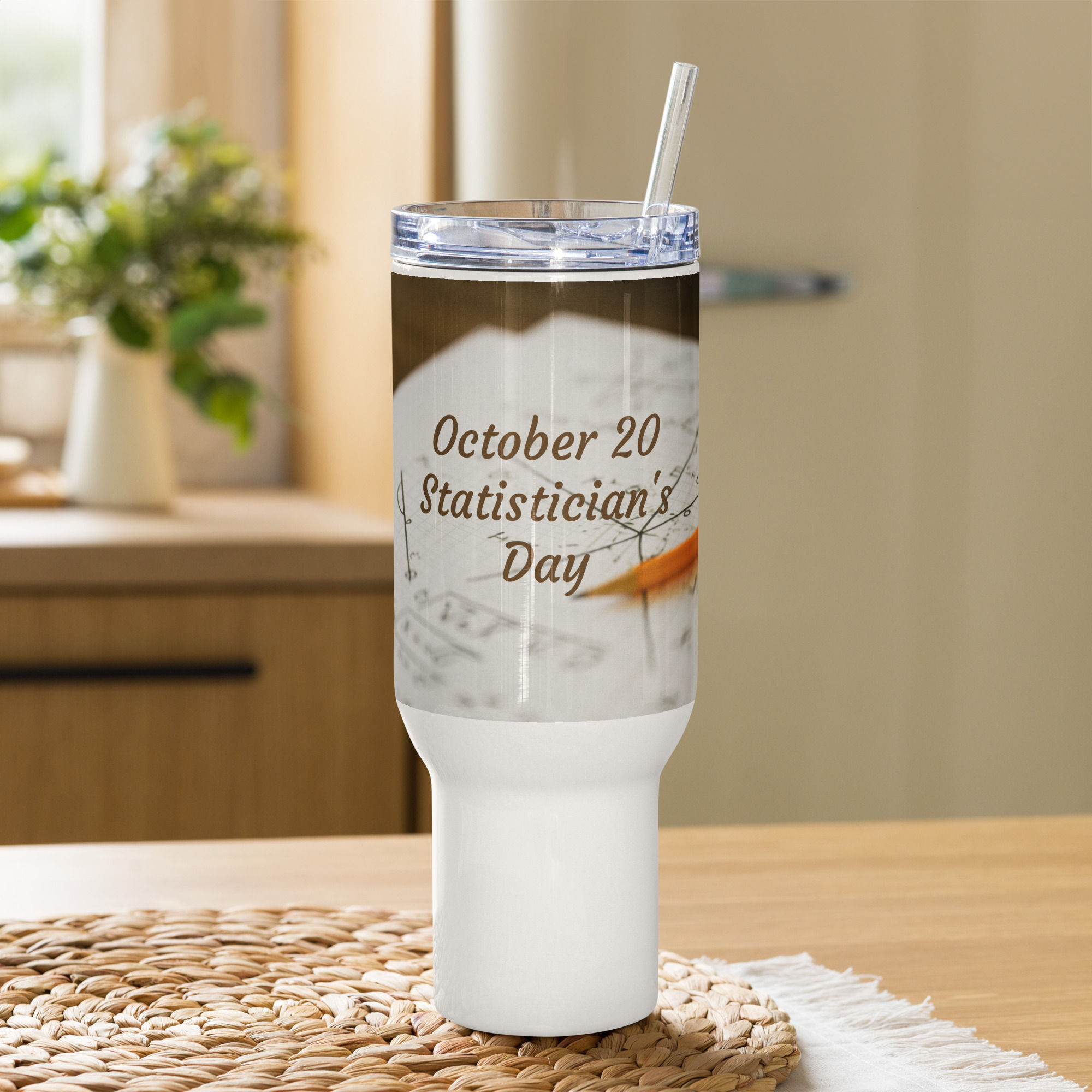 Travel mug with a handle October 20 Statistician's Day