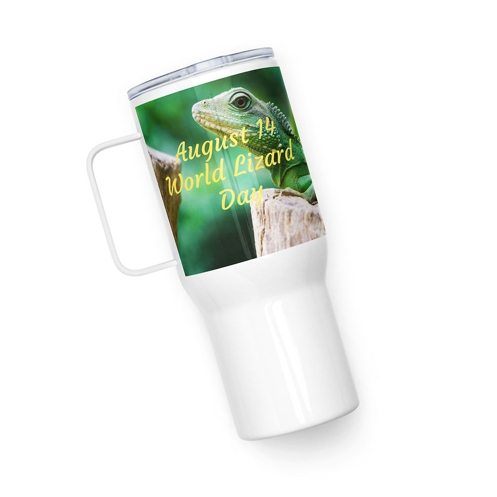 Thumbnail: Travel mug with a handle August 14 World Lizard Day