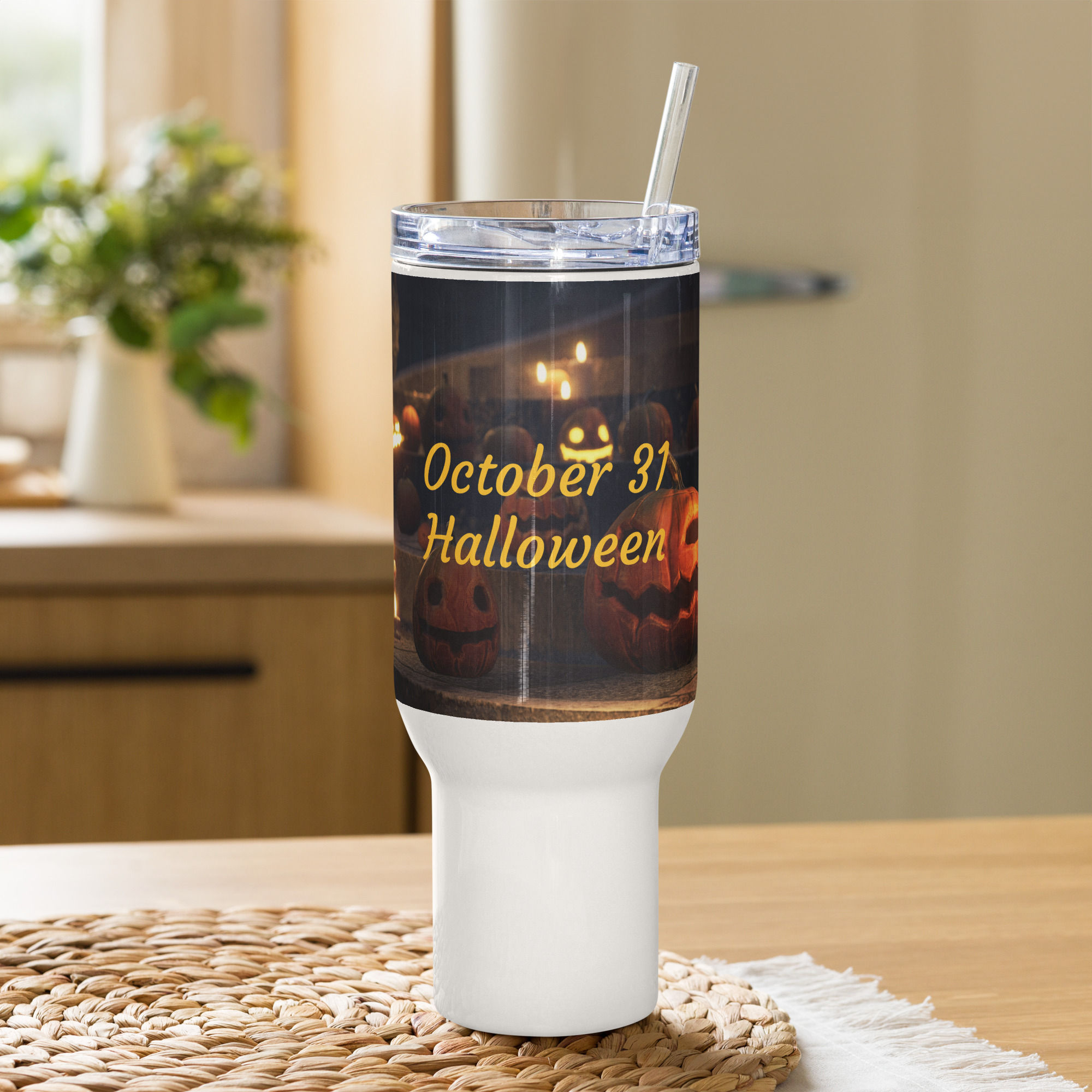 Travel mug with a handle October 31 Halloween
