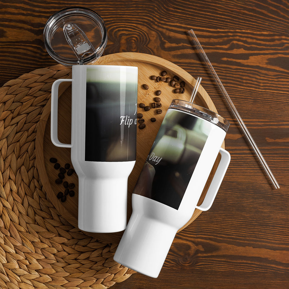 Travel mug with a handle June 1 Flip a Coin Day