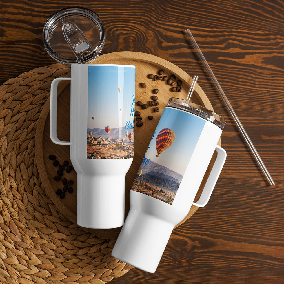 Travel mug with a handle June 5 Hot Air Balloon Day
