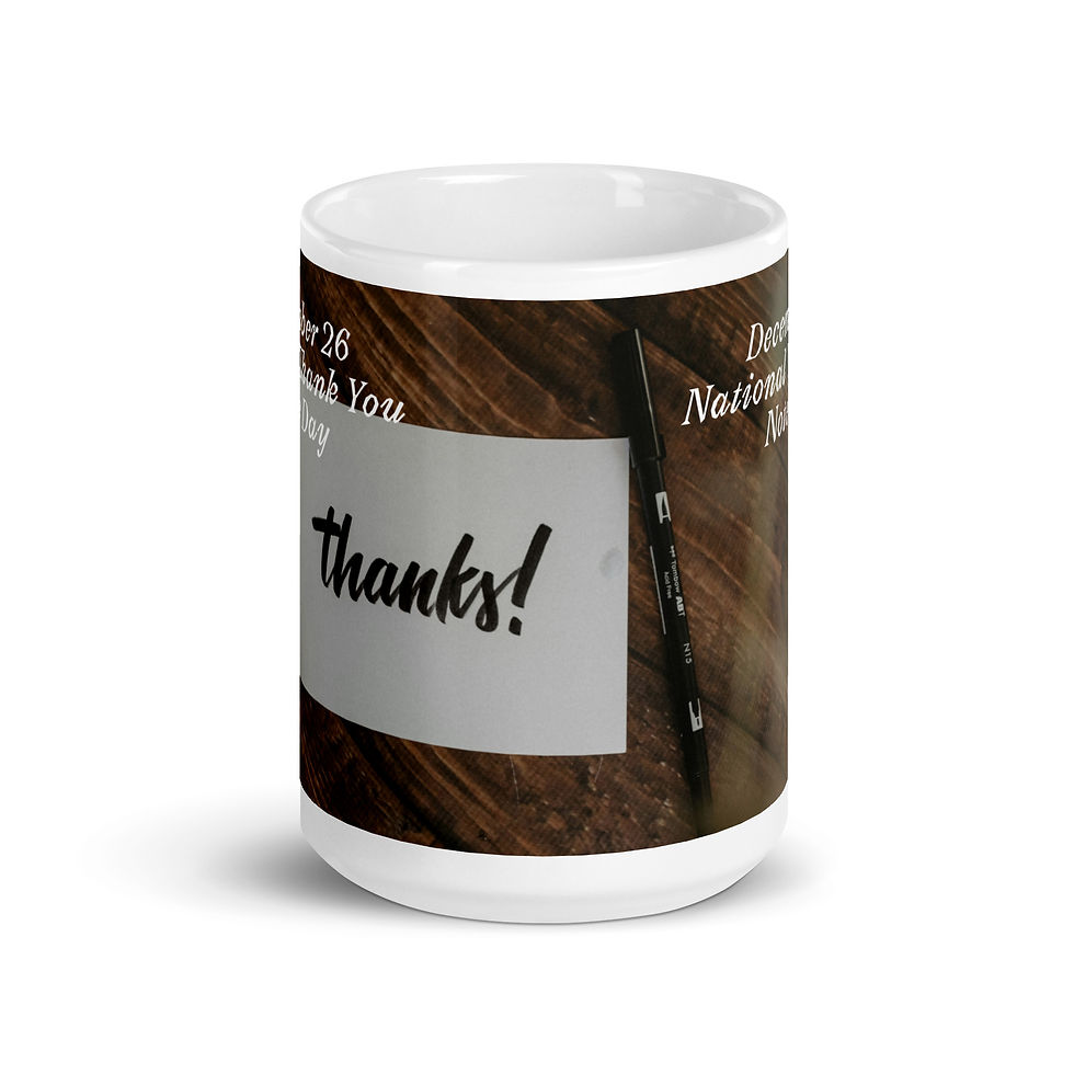 Thumbnail: White glossy mug December 26 National Thank You Note Day