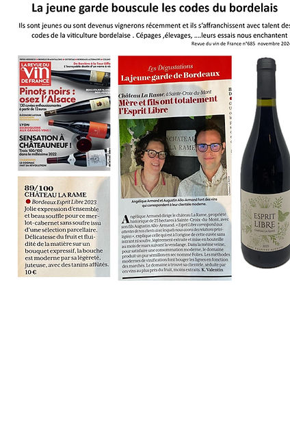 Article La Revue des Vins de France Cuvée Esprit Libre
