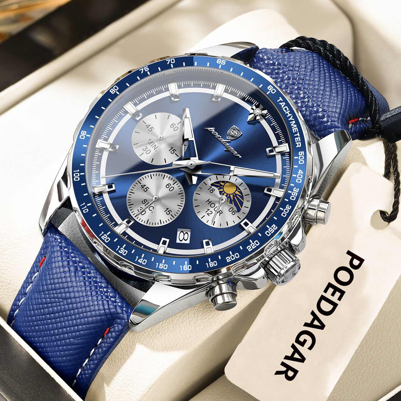 POEDAGAR Original Fashion Men Clock Luminous Waterproof Chronograph Date Man Wri
