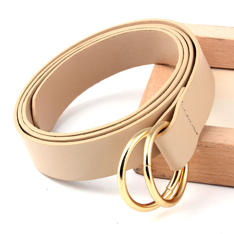 Thumbnail: 2pc Knotted Leather belt with 2 rings buckle