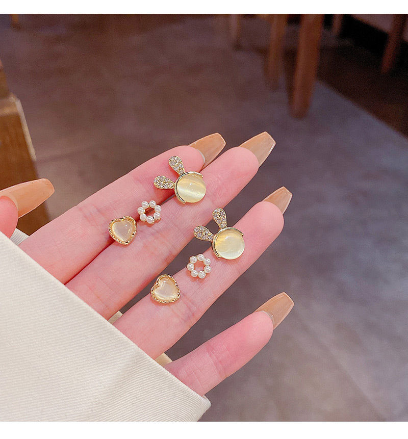 الصورة المصغرة: 6pcs/Set Fashion Crystal  Butterfly, Heart Drop Earrings