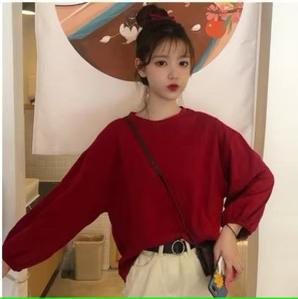 Thumbnail: loose top thin pullover long sleeve T-shirt