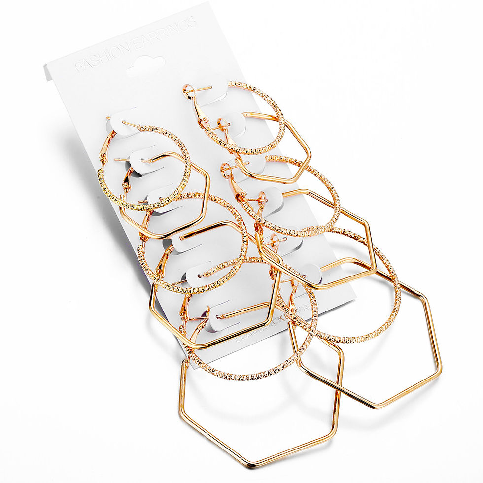 الصورة المصغرة: 6 Pair Women Large Circle Hoop Earrings