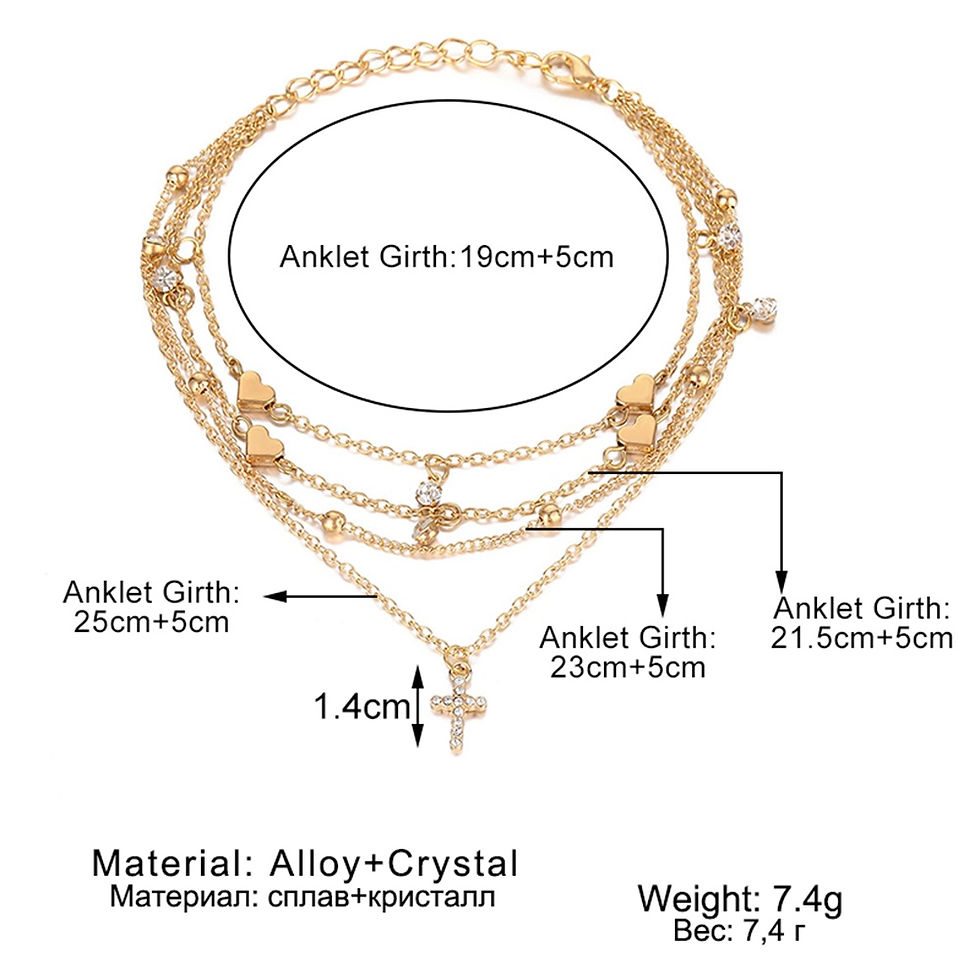 الصورة المصغرة: Gold Multilayer Crystal Ankle Bracelet Foot Chain