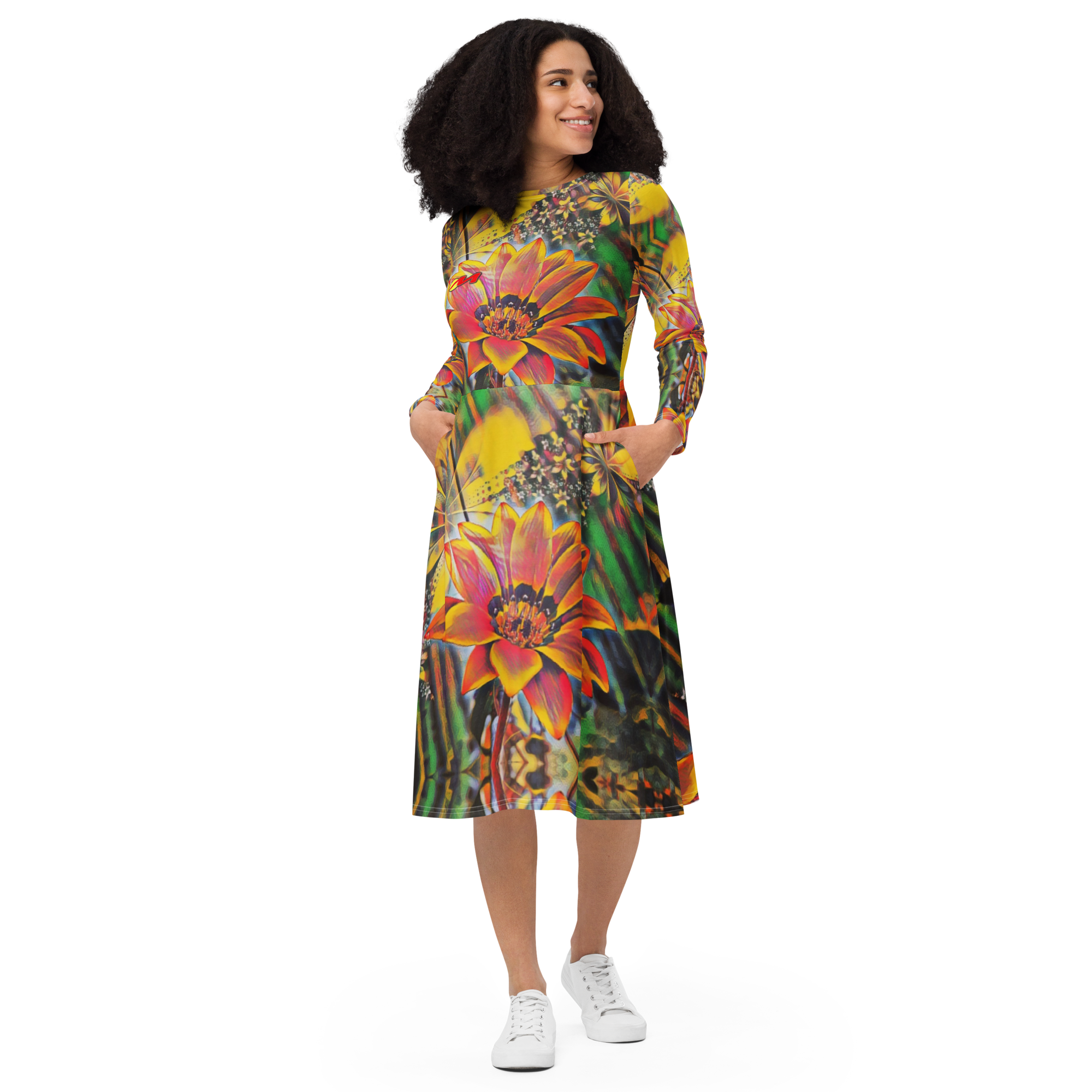 ARTMM DAN01 Robe midi à manches longues et imprimé intégral