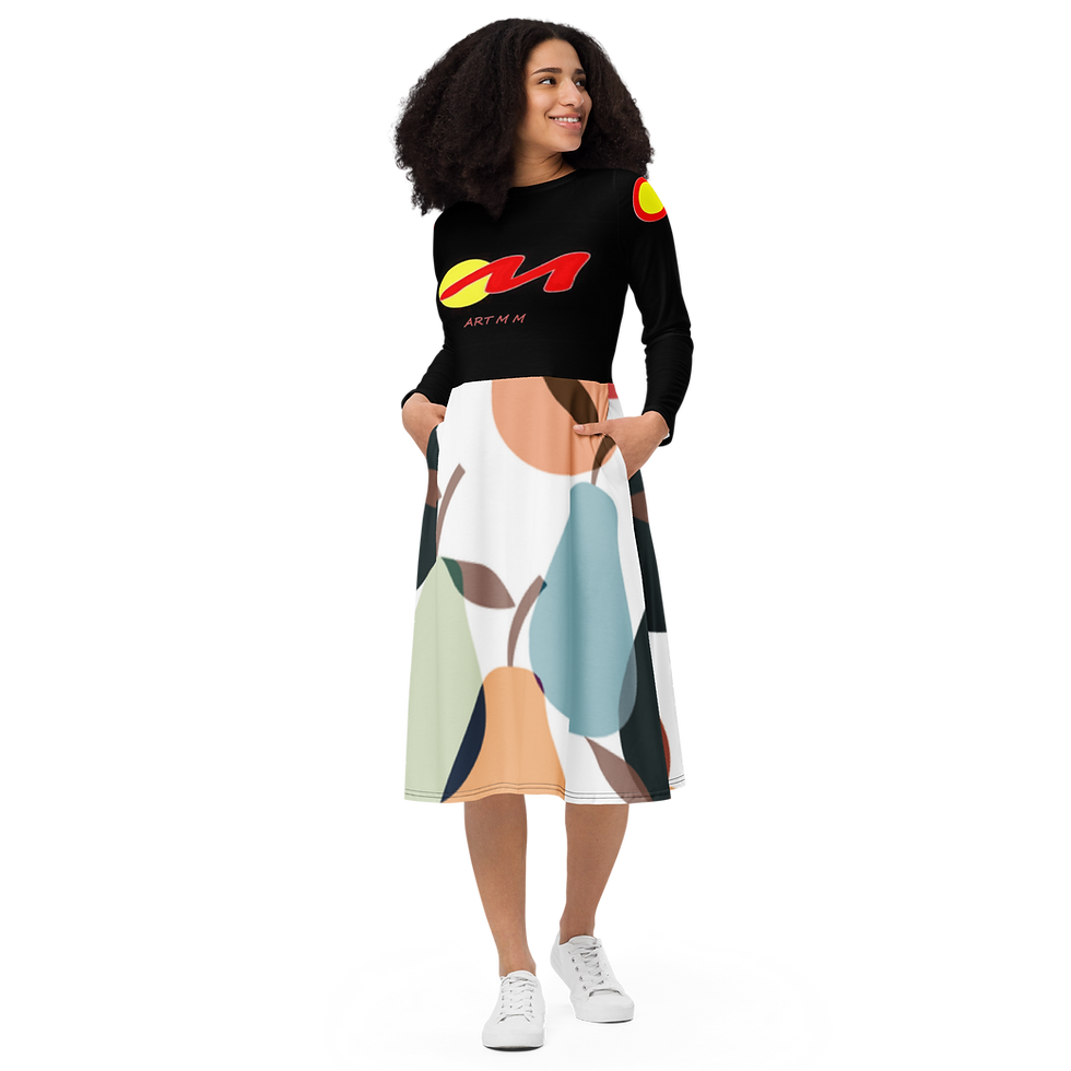 ARTMM MOV1P III III Robe midi à manches longues et imprimé intégral