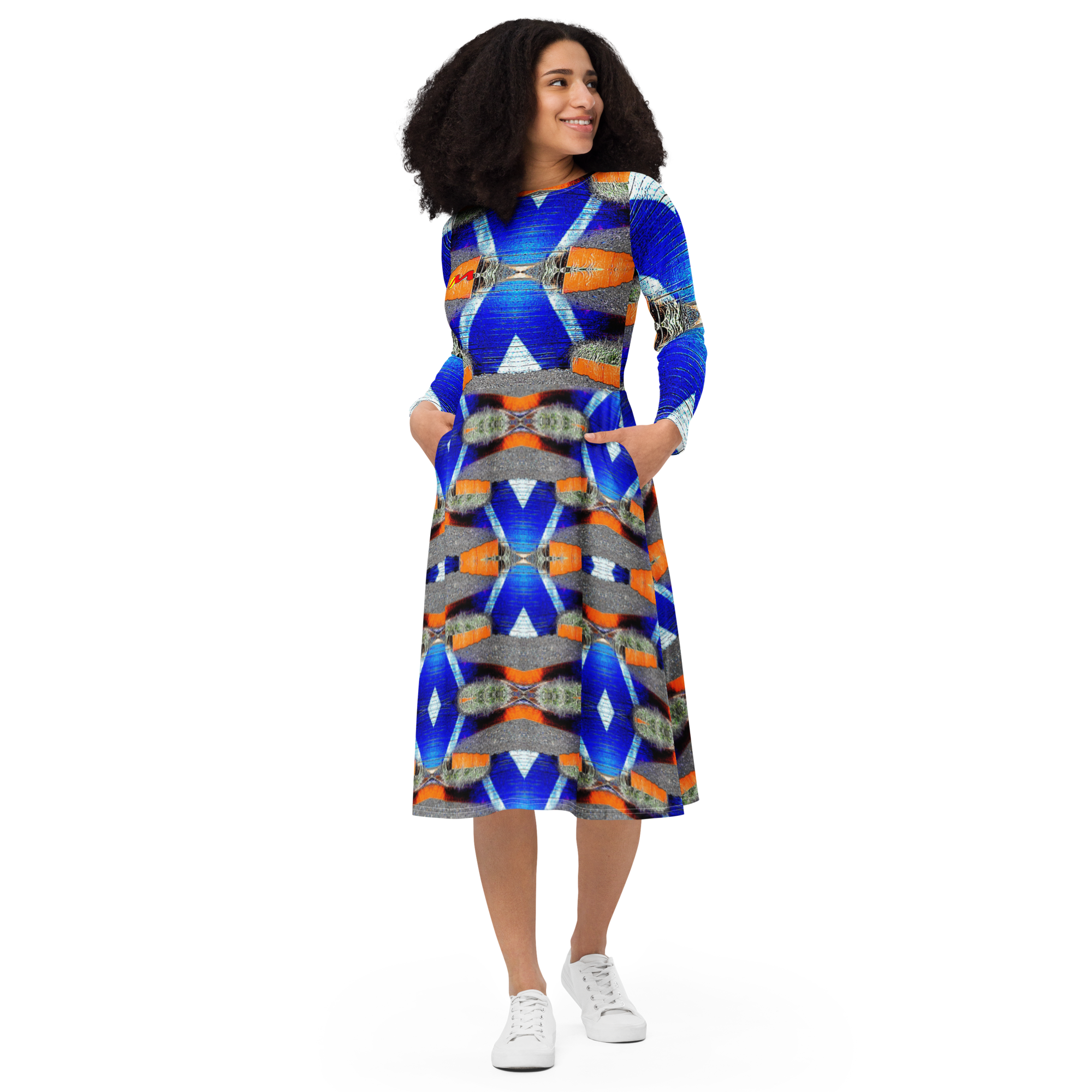 ARTMM RT33 Robe midi à manches longues et imprimé intégral