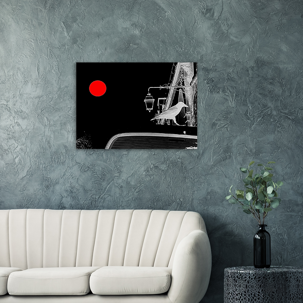Miniatura: ARTMM SOLEIL ROUGE ET LE CORBEAU Impression sur aluminium