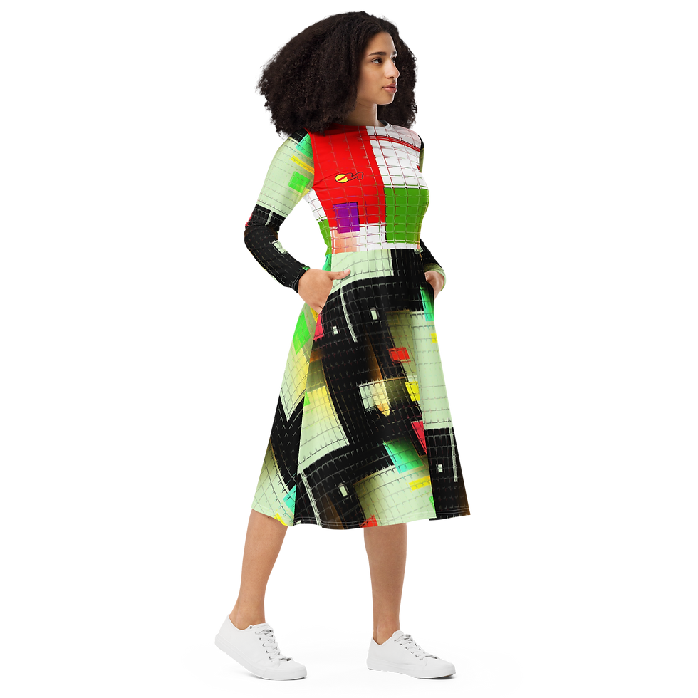 Thumbnail: ARTMM C03 Robe midi à manches longues et imprimé intégral