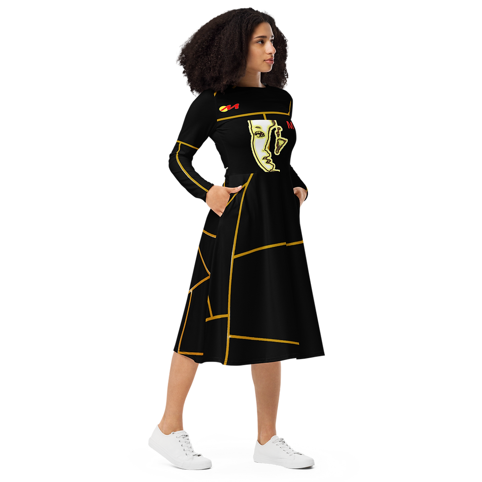 Thumbnail: ARTMM LIGNE EMI Robe midi à manches longues et imprimé intégral