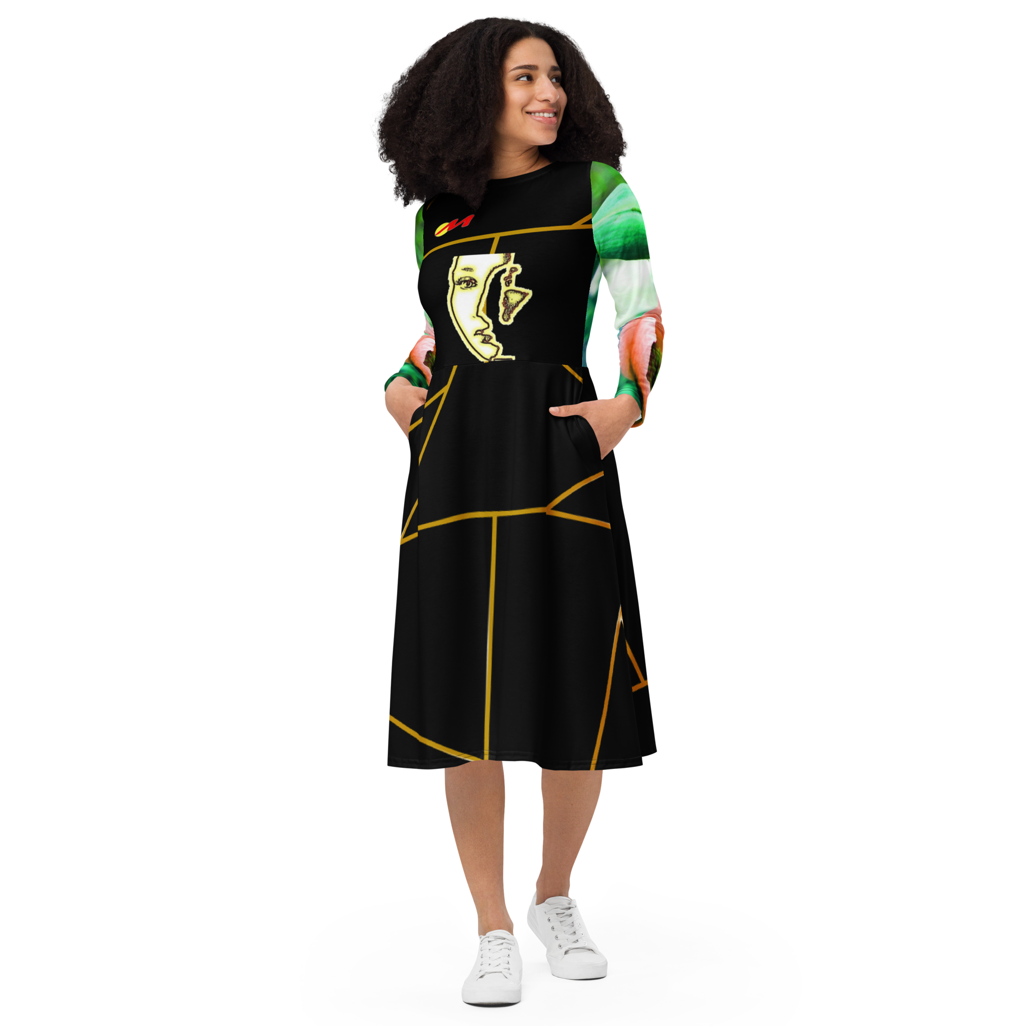 ARTMM LIGNE EMI11 Robe midi à manches longues et imprimé intégral