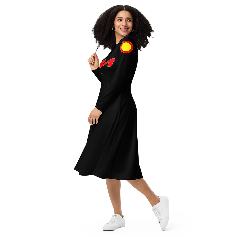 Thumbnail: ARTMM OMV1 Robe midi à manches longues et imprimé intégral