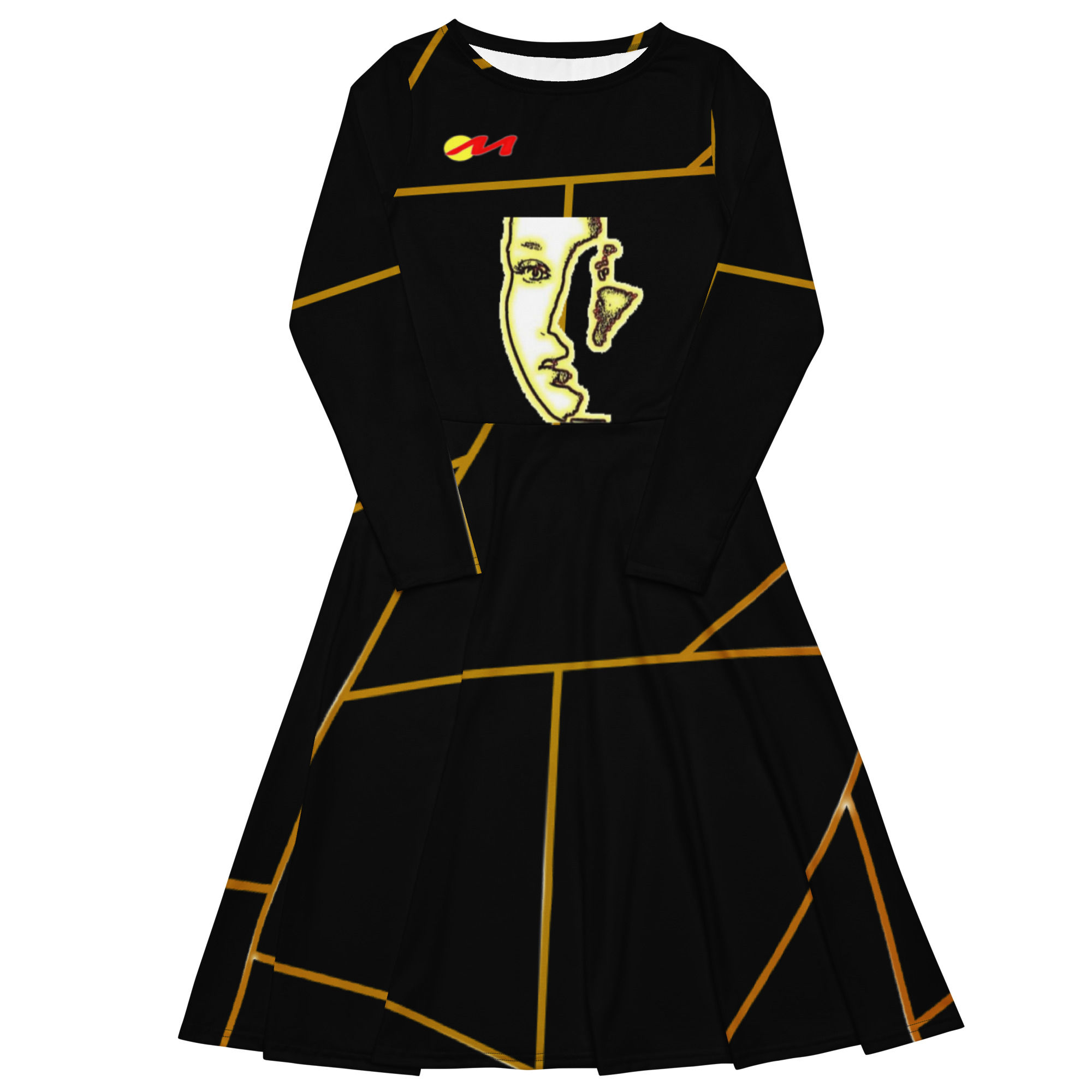 ARTMM LIGNE EMI4 Robe midi à manches longues et imprimé intégral