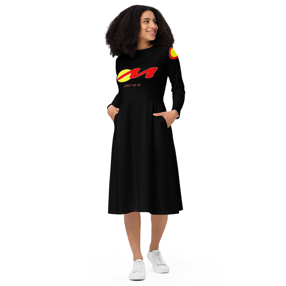 ARTMM MOV1 III III Robe midi à manches longues et imprimé intégral