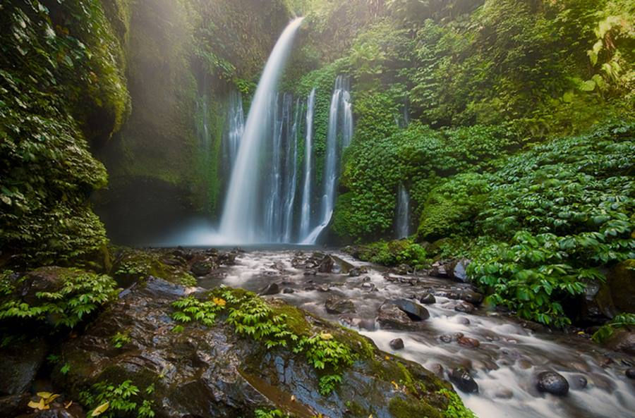 Admiring Lombok's majestic waterfalls hand in hand