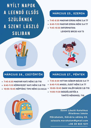 📚 Nyílt napok a leendő elsősök szüleinek!