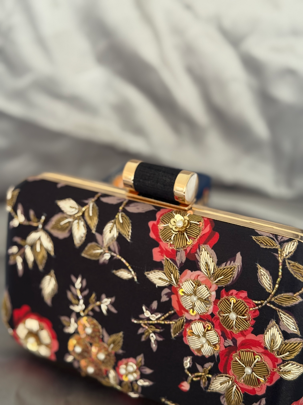 Thumbnail: Black and Pink Floral Clutch