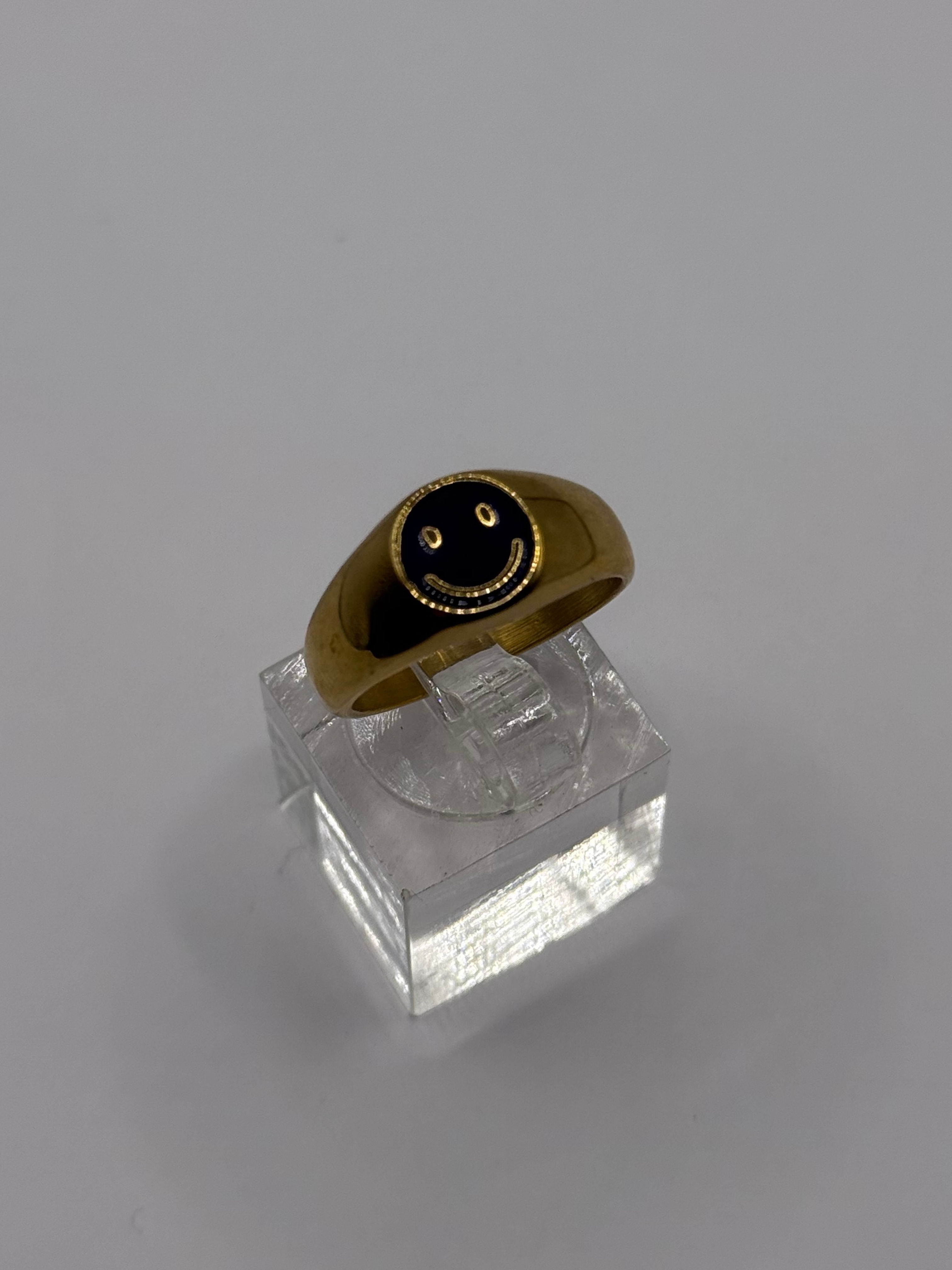 Smiley Δαχτυλίδι Χρυσό/Μπλέ Σκούρο