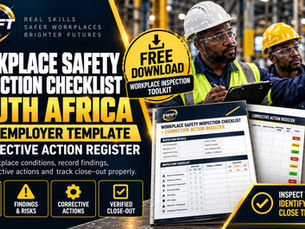 Workplace safety inspection checklist South Africa 2027 — free employer template with corrective action register and verified close-out tracking in Cape Town.