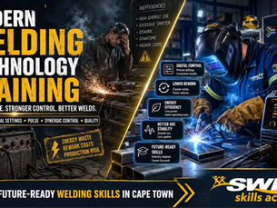 "Swift Skills Academy’s Modern Welding Technology Training South Africa guide shows how digital inverter machines, precise welding parameters, pulse and synergic controls, improved arc stability and stronger welder competence can help South African workshops reduce energy waste, rework and production risk while building future-ready Stick, MIG, TIG, coded and pipe-welding capability."