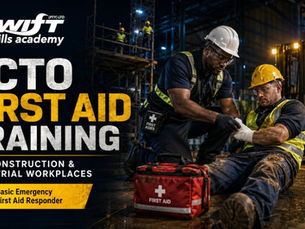 "Swift Skills Academy provides QCTO First Aid Training (SP‑230801) tailored for South African construction and industrial workplaces, equipping first aiders to respond effectively when treating injured workers."