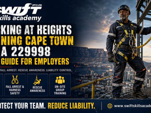 "Swift Skills Academy’s Working at Heights Training in Cape Town develops practical competence in harness inspection, fall-arrest equipment, anchor awareness, fall prevention and emergency rescue preparation while helping South African employers strengthen workplace compliance and protect employees working on ladders, roofs, scaffolds, towers and elevated structures."