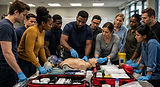 Intermediate First Aid Responder SP-230802 training in Cape Town showing diverse learners practising CPR, emergency response and practical first aid skills