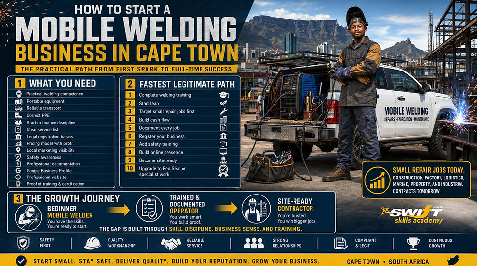"How to Start a Mobile Welding Business Cape Town South Africa | Site‑Ready Mobile Welder | Red Seal Courses | QCTO & MERSETA Accredited Training – Swift Skills Academy”